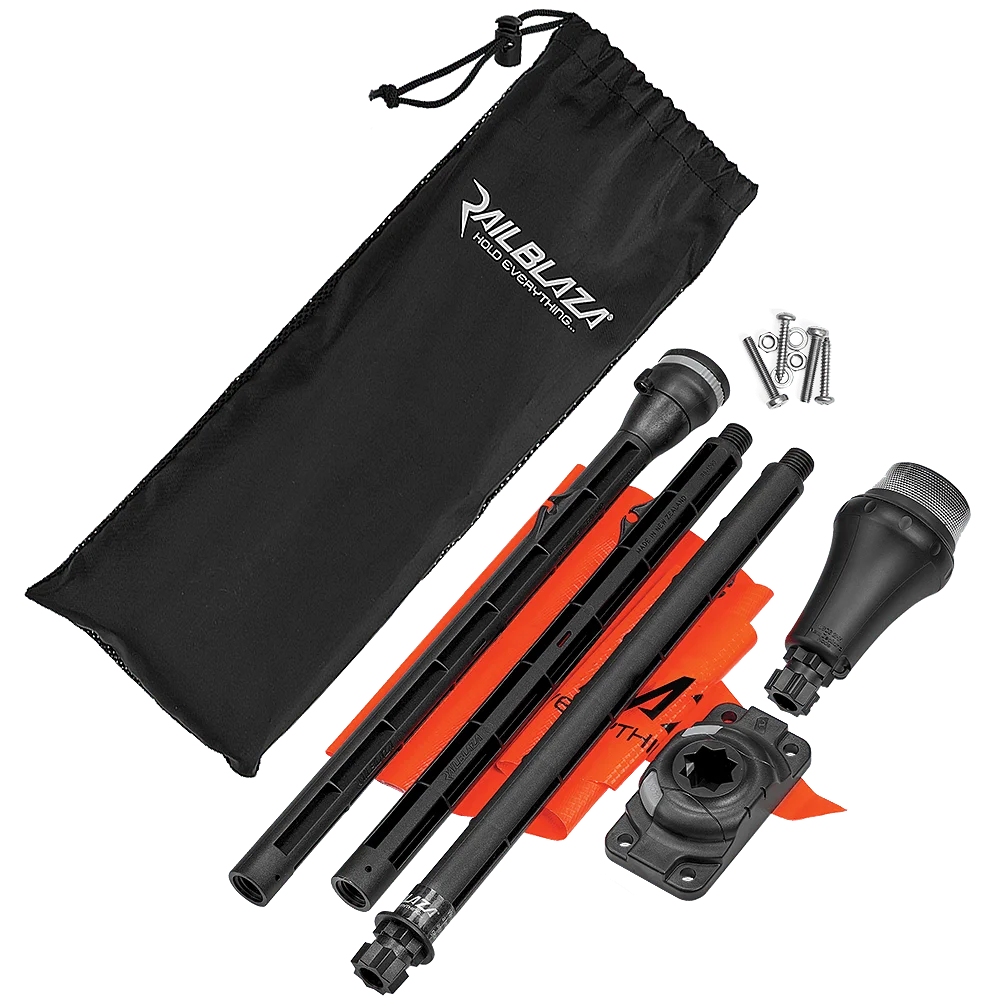 Se rendre à la maison en toute sécurité ne devrait pas être facultatif ou compliqué.
Le kit de visibilité RAILBLAZA II est votre réponse tout-en-un pour être vu, rester conforme et posséder la nuit.
Il comprend la lumière blanche tout autour Illuminate i360 à haut rendement, l'ExtendaPole 1000 pour une altitude maximale, un drapeau orange fluorescent pour la visibilité à la lumière du jour et la monture StarPort HD pour une installation rapide et sécurisée. Pas de fils.